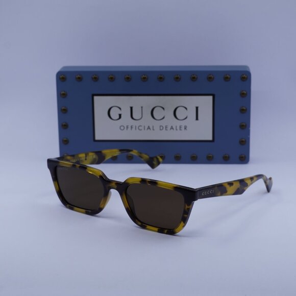 Gucci GG1539S 005 Square Sunglasses - Yellow Spotted Havana/Brown - Picture 5 of 13